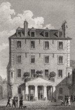The prison de l'Abbaye, Abbey of Saint-Germain-des-Prés, Paris, antique steel engraved print, 1831