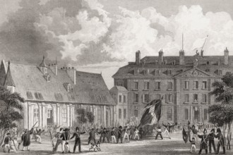 École polytechnique, Paris, antique steel engraved print, 1831
