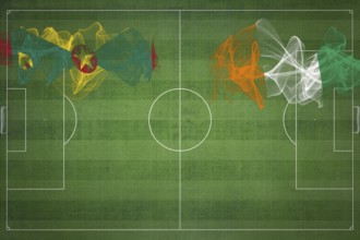Grenada vs Ivory Coast Soccer Match, national colors, national flags, soccer field, football game,