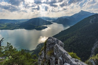 Climbing on the Drachenwand via ferrata at the beautiful Mondsee