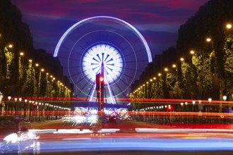 Champs Elysees in Paris and Concorde sunset at France