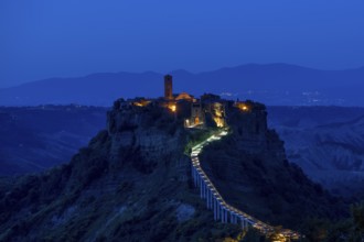 Civita di bagnoregio, landscape, night, italy