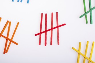 Colorful counting rods for kids to learn mathematics on white