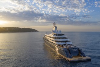 Aerial view of 133 metre motor yacht AL MIRQAB, delivered in 2008 by the German shipyard Kusch