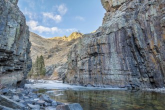 Cache la Poudre River at Little Narrows west of Fort Collins, Colorado - winter scenery