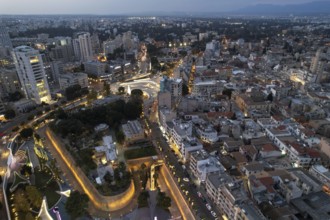Aerial drone photograph of cityscape of Nicosia in Cyprus at sunset. European capital cities