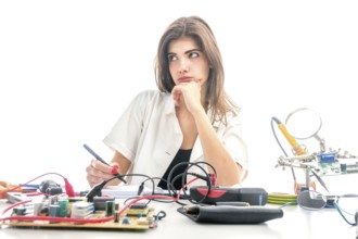 Woman Repairing Computer Part, Service Center, Electronics Repair Service