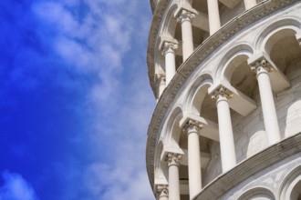 Construction and architectural details of the famous Leaning Tower of Pisa Italy