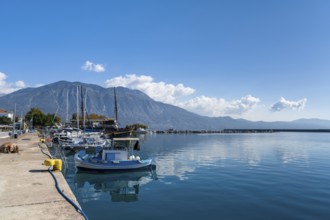 Kalamata, Greece, 10 November, 2022: many boats moored in the harbor of Kalamata on the Peloponnese