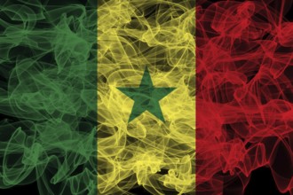 Senegal Smoke Flag on Black Background, Senegal flag