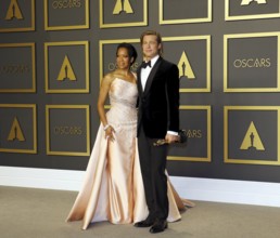 Brad Pitt and Regina King at the 92nd Academy Awards, Press Room held at the Dolby Theatre in