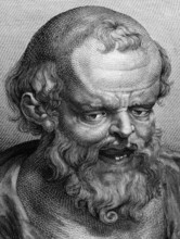 Democritus (460BC-370BC) on engraving from 1788. Ancient Greek philosopher. The most influental