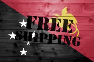 Papua New Guinea flag, Free Shipping on wooden transport box with flag Logistics Concept
