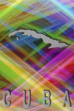 Map of Cuba, colorful background, copy space