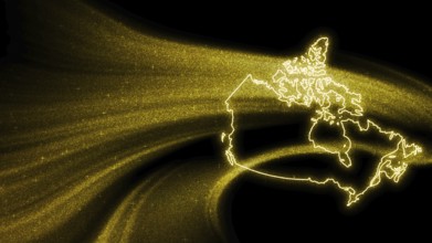 Map of Canada, Gold glitter map on dark background