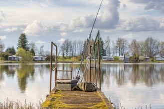 Old jetty with fishing equipment