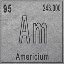Americium chemical element, Sign with atomic number and atomic weight, Periodic Table Element,