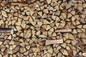 Chopped firewood close up background