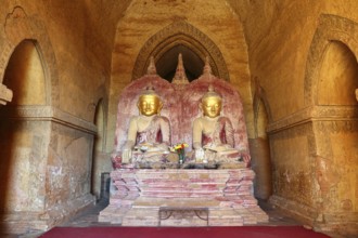 Buddha statue inside ancient Buddha statue inside of old Temple at Bagan Kingdom, Myanmar (Burma)