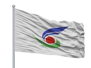 Setouchi City Flag On Flagpole, Country Japan, Okayama Prefecture, Isolated On White Background