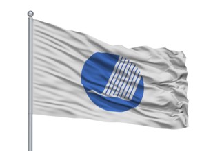 Nordic Council Flag On Flagpole, Isolated On White Background