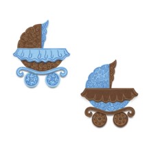 Creative photo of paper go carts on a white background
