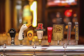 Calgary, Alberta, Canada. Jan 10, 2024. International and Local tap draft or draught beer