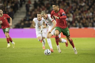 Football match, captain Cristiano RONALDO CR7 Portugal right on the ball runs towards the