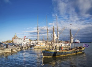 View of sailing boats in helsinki city harbor port in finland