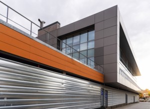 Modern architecture office building with ventilated facade. Exterior view