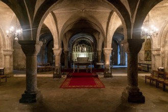 Canterbury, United Kingdom, 10 September, 2022: view of the underground crypt inside the Canterbury