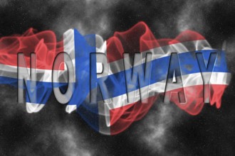 Norway Flag with Starry Background Smoke Effect