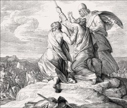 Battle with the Amalekites, Battle of Refidim, Old Testament, by Julius Schnorr von Carolsfeld,