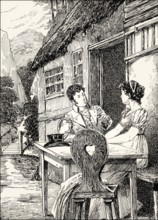 Eduard with Ottilie, scene from the novel Elective Affinities, Die Wahlverwandtschaften by Johann