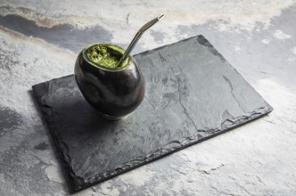 Traditional gaucha drink, chimarrao mate, folk drink from Brazil, Paraguay, Uruguay and Argentina,