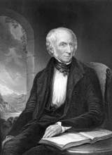 William Wordsworth (1770-1850) on engraving from 1873. Important English Romantic poet. Engraved by