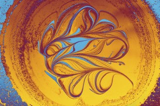 Beautiful abstract art of Ebru marbling painting techniques on water with acrylic paints