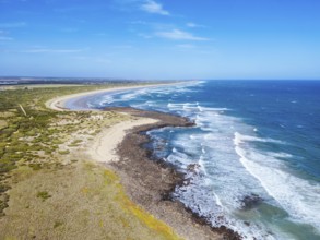 The idyllic Thirteenth Beach near Barwon Heads from Breamlea on a hot summer's day in Victoria,