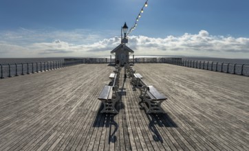 A view of the the wooden deck of the Victorian Pier in Penarth
