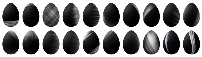 Silver Easter Eggs Set, Silver trendy style eggs Set, Clipping path