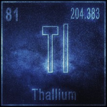 Thallium chemical element, Sign with atomic number and atomic weight, Periodic Table Element