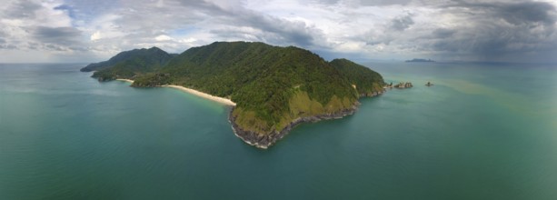 Aerial panorama view on tropical Ko Lanta island in the Andaman Sea, Thailand, Asia