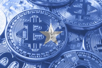 Somalia bitcoin flag, national flag cryptocurrency concept black background