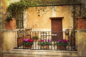 Small terrace in Rome, Italy, Europe