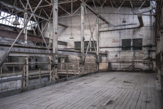 Abandoned halls on the old shipyard site in Gdansk