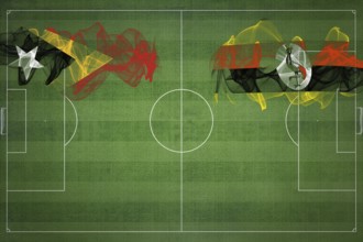 East Timor vs Uganda Soccer Match, national colors, national flags, soccer field, football game,