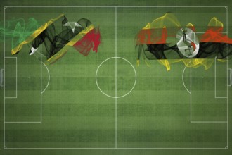 Saint Kitts and Nevis vs Uganda Soccer Match, national colors, national flags, soccer field,