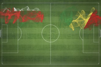 Oman vs Congo Soccer Match, national colors, national flags, soccer field, football game,