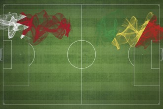 Bahrain vs Congo Soccer Match, national colors, national flags, soccer field, football game,
