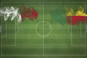 Malta vs Benin Soccer Match, national colors, national flags, soccer field, football game,